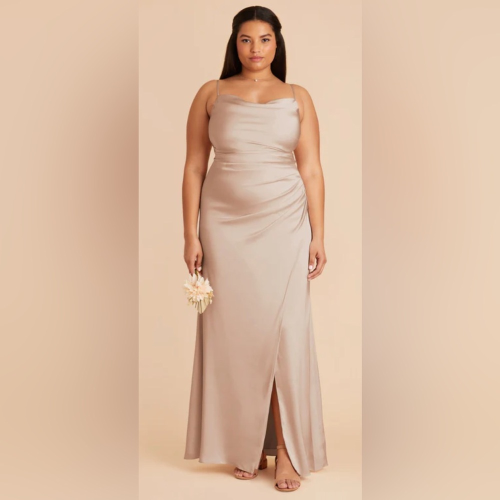 Birdy Grey Lydia Dress in Matte Satin Taupe